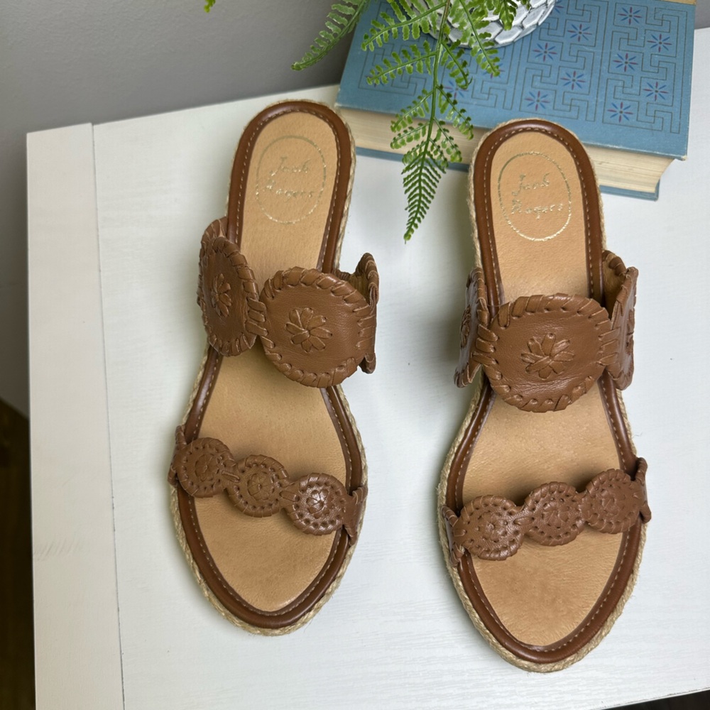 Jack Rogers Brown Shelby Vacation Resort Espadrille Rope Wedge Sandals Size 9.5 - Picture 3 of 9